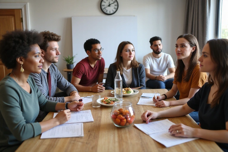 Skupina lidí se učí o zdravém jídle