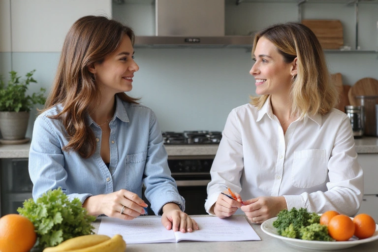 Žena a nutriční specialista diskutují o individuálním plánu
